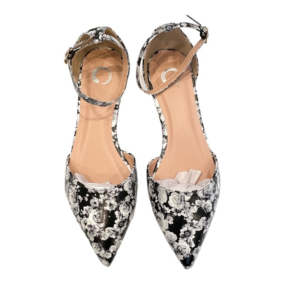 JOURNEE COLLECTION Reba Flat - Floral Black White - Size 10 - Picture 3 of 5